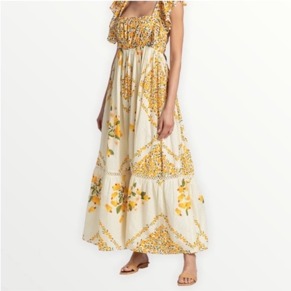 Farm Rio Cashew Floral Print Ruffled Maxi Dress - Picture 4 of 5